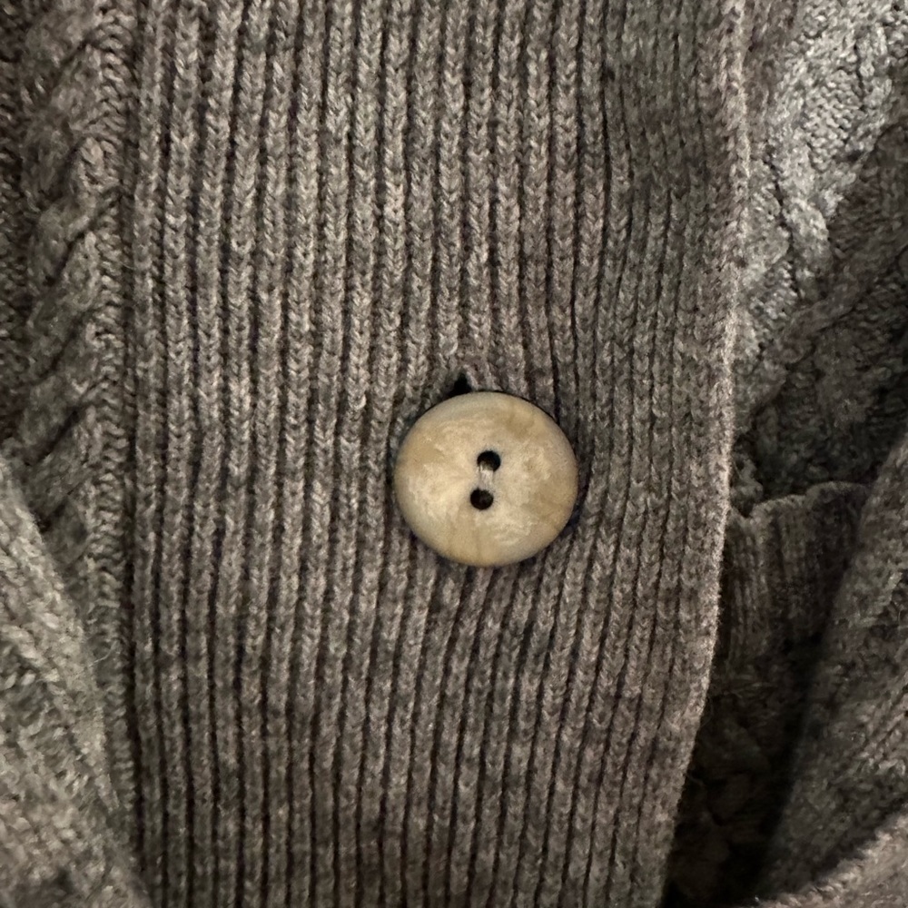 Eddie Bauer Gray Sweater Coat Cardigan Wool Cotton Blend Size Large Grandpa Cozy - Picture 8 of 9